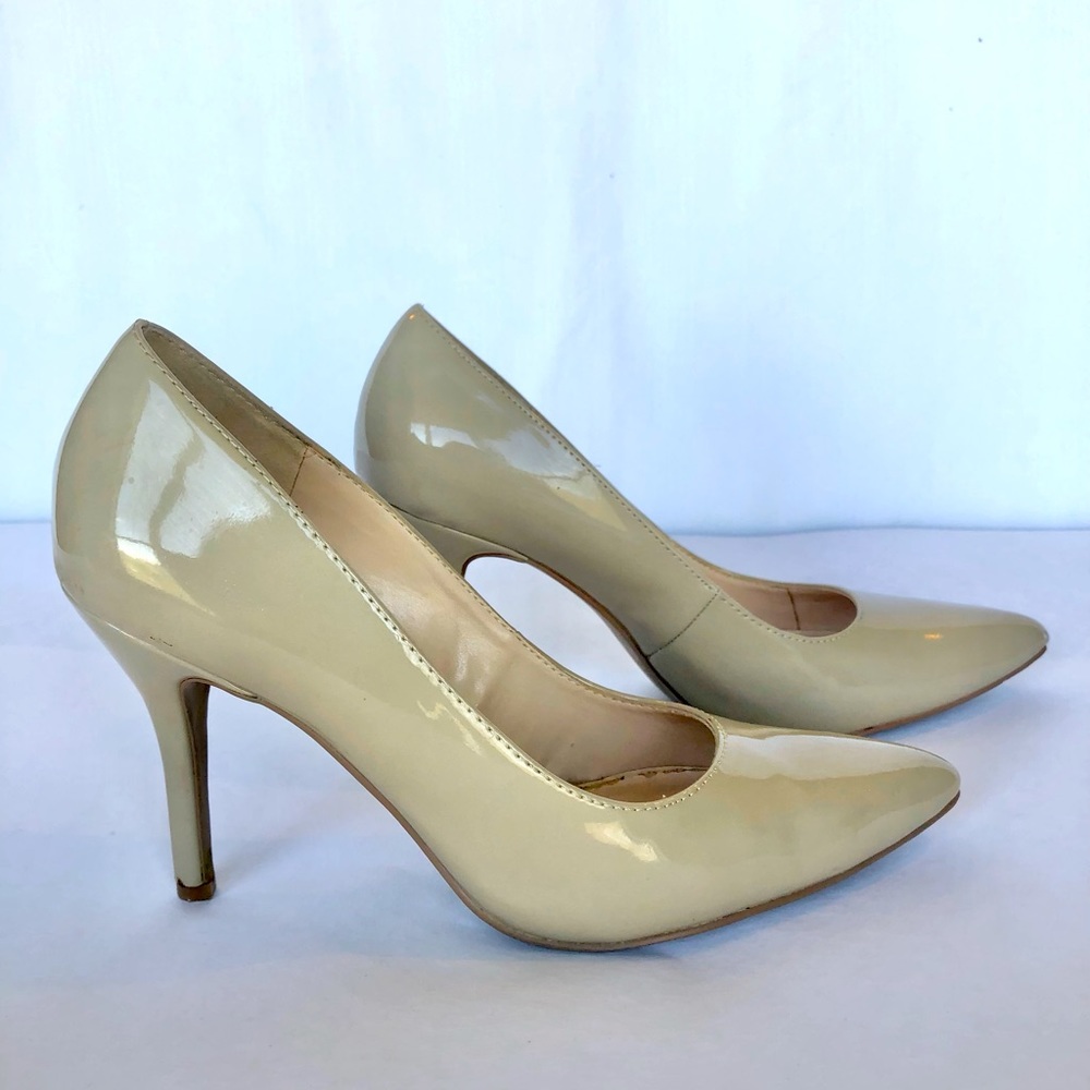 Nine West Patent Leather Heel Shoe Tan Cream Beige Size 7.5 M - Picture 5 of 14